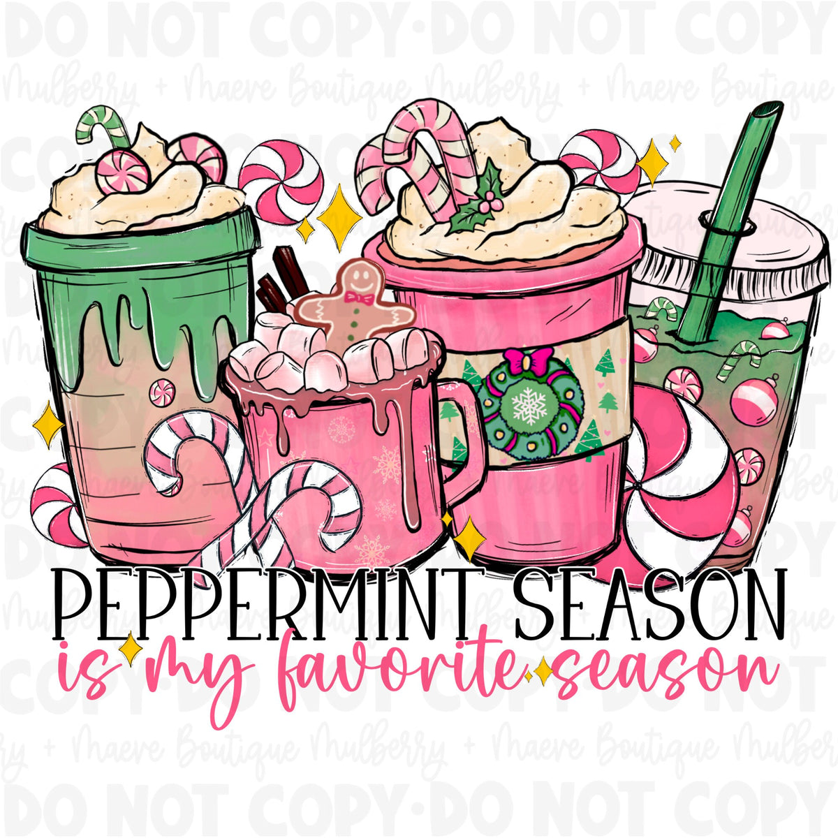 DTF Print Transfers | Ready To Press | Peppermint Season |Coffee | Latte | Iced Coffee | Winter | Christmas