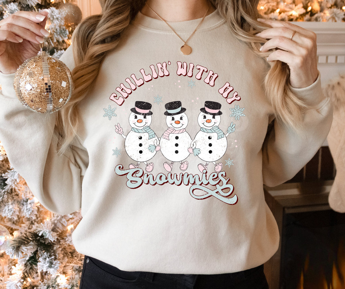 DTF Print Transfers | Ready To Press | Chillin&#39; With My Snowmies | Christmas | Holiday | Snowman