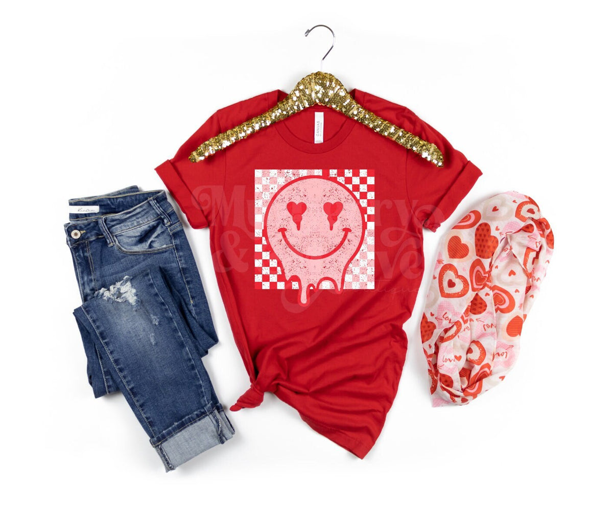 DTF Print Transfers | Ready To Press | Retro Smiley Face | Valentines | Holiday | Smiley Face