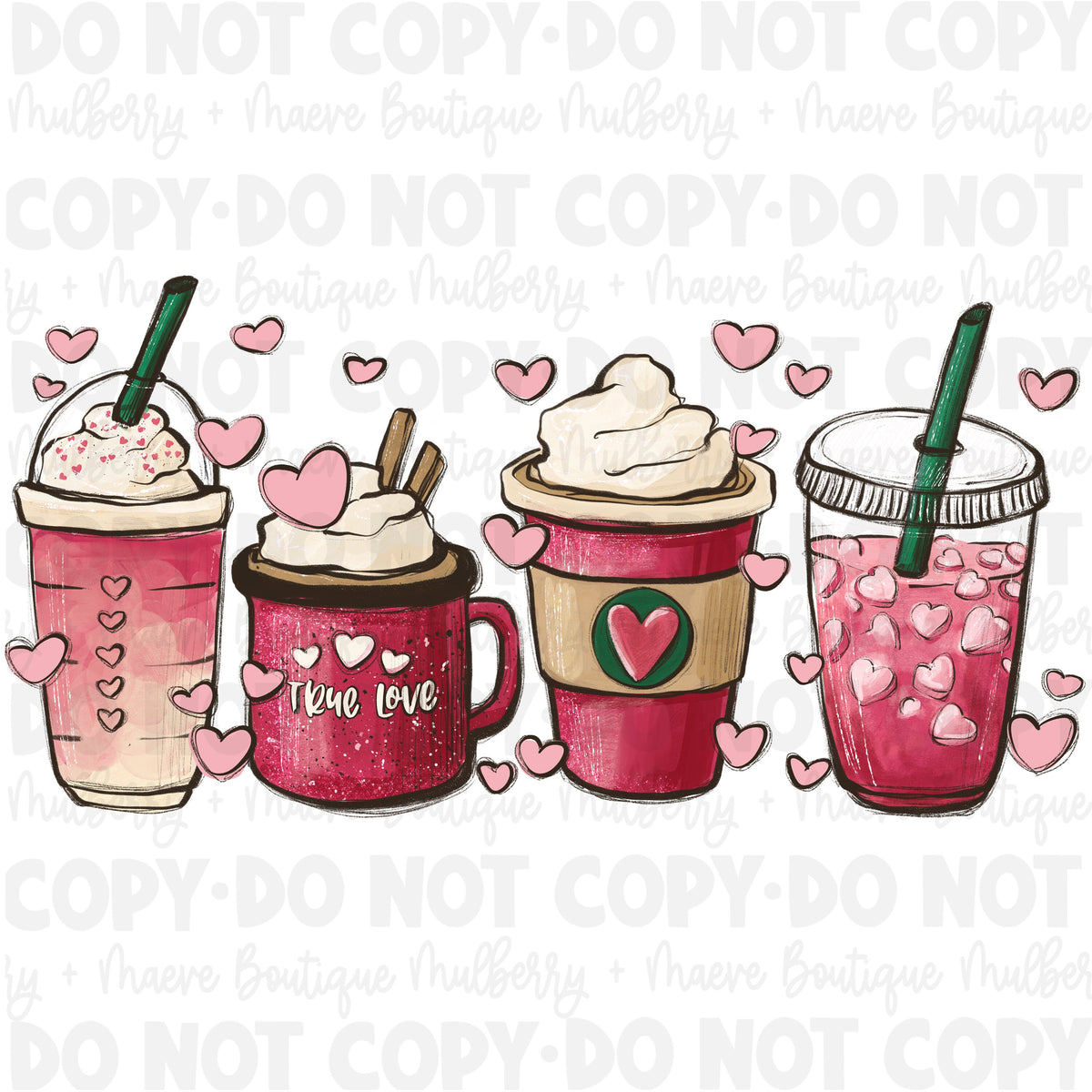 True Love Coffee Cups DTF Transfer