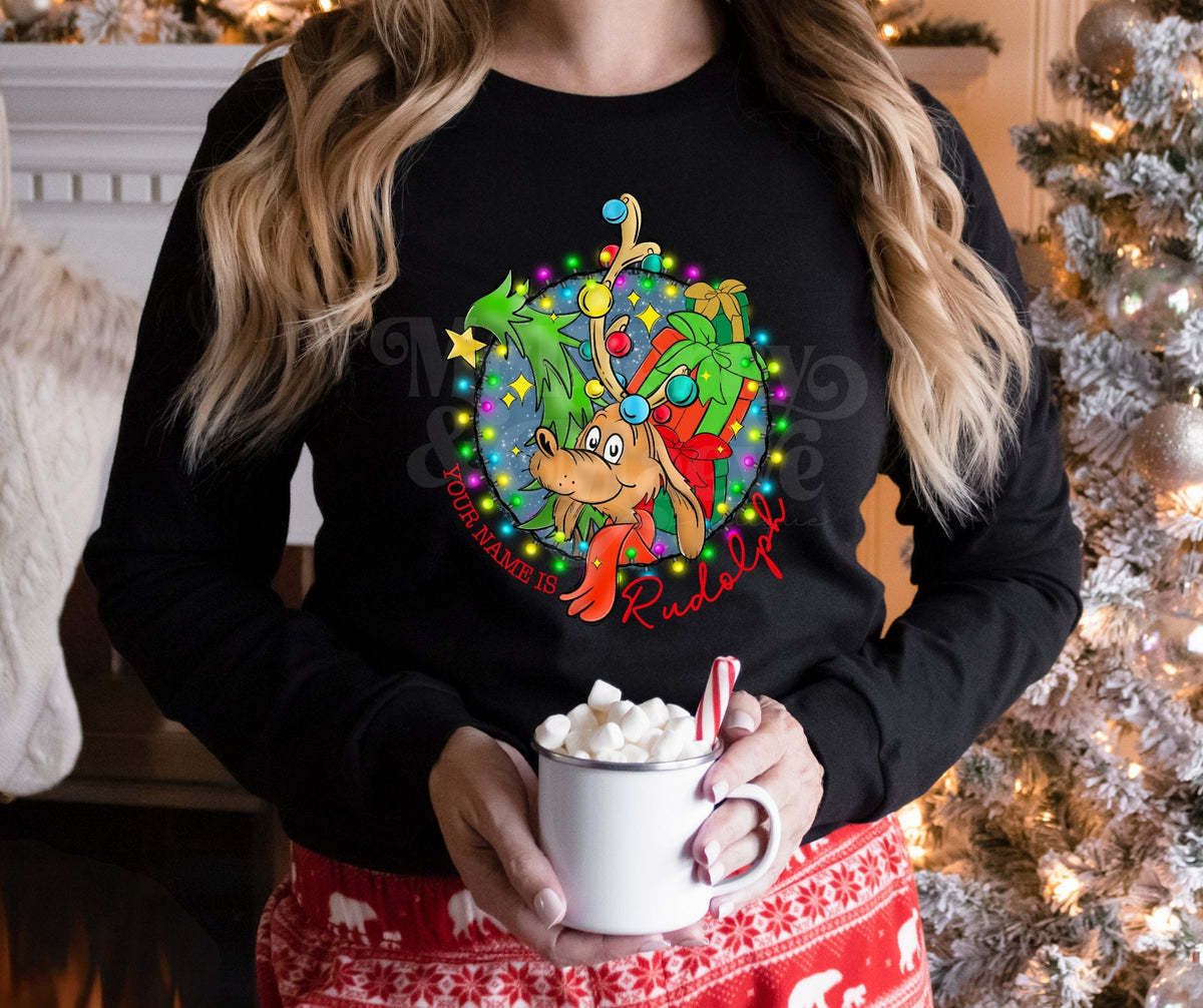 DTF Print Transfers for Blank Apparel. Holiday Movie Rudolph.  Christmas Shirt Ideas. Cute Rudolph Shirt Idea