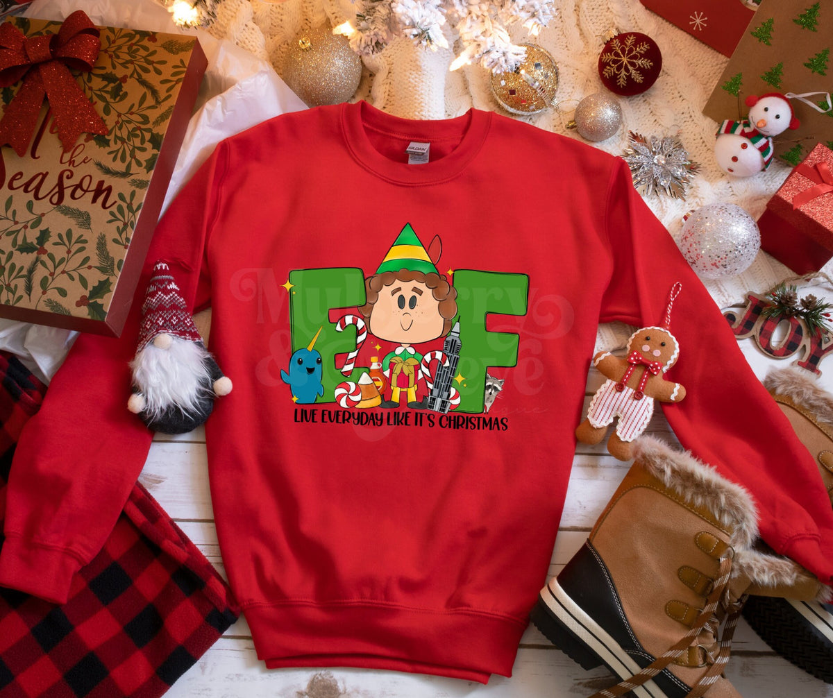 DTF Print Transfers | Ready To Press | Live Everyday Like It&#39;s Christmas | Buddy Elf | Holiday Movies