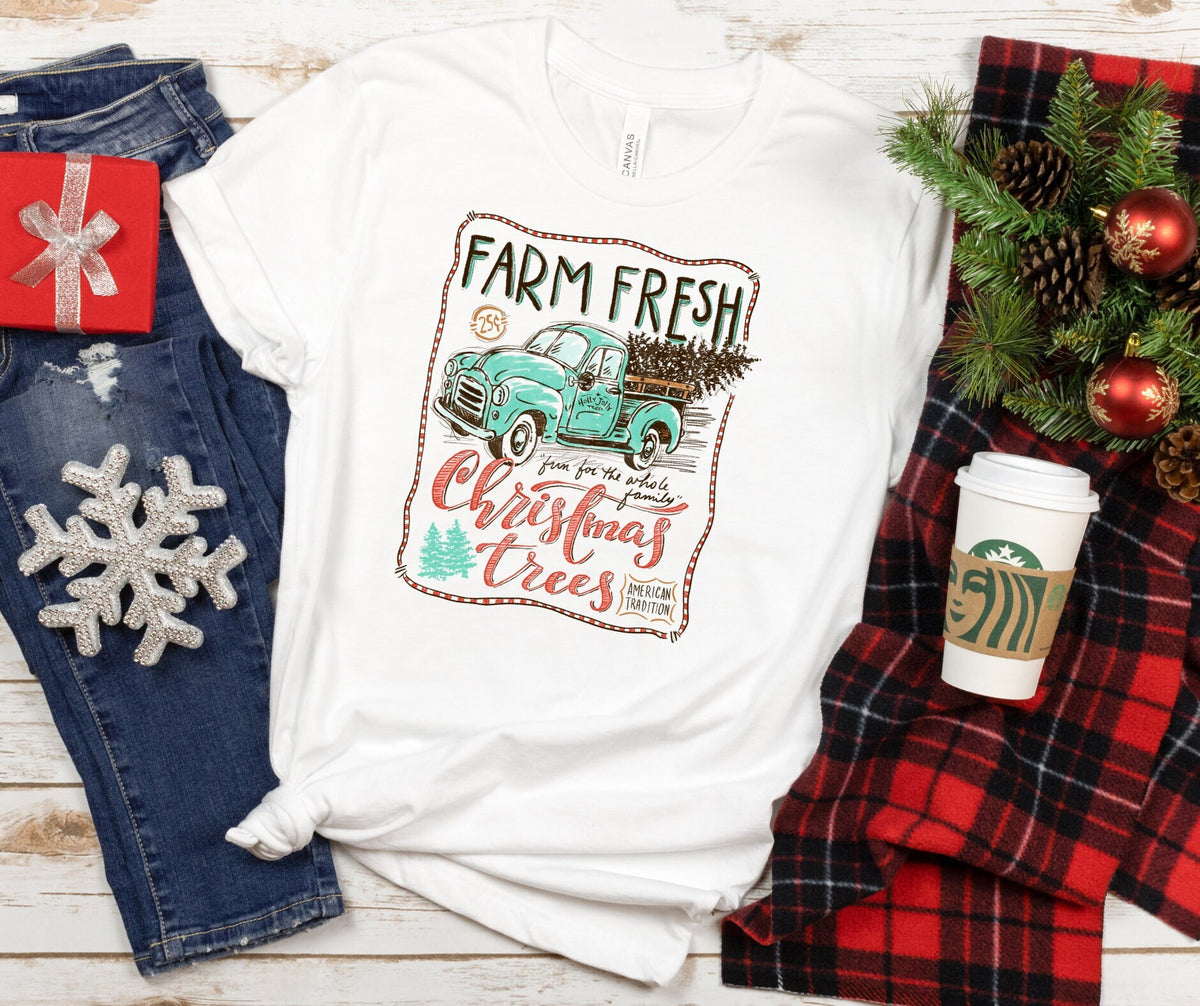 DTF Print Transfers | Ready To Press | Farm Fresh Christmas Trees | Holiday