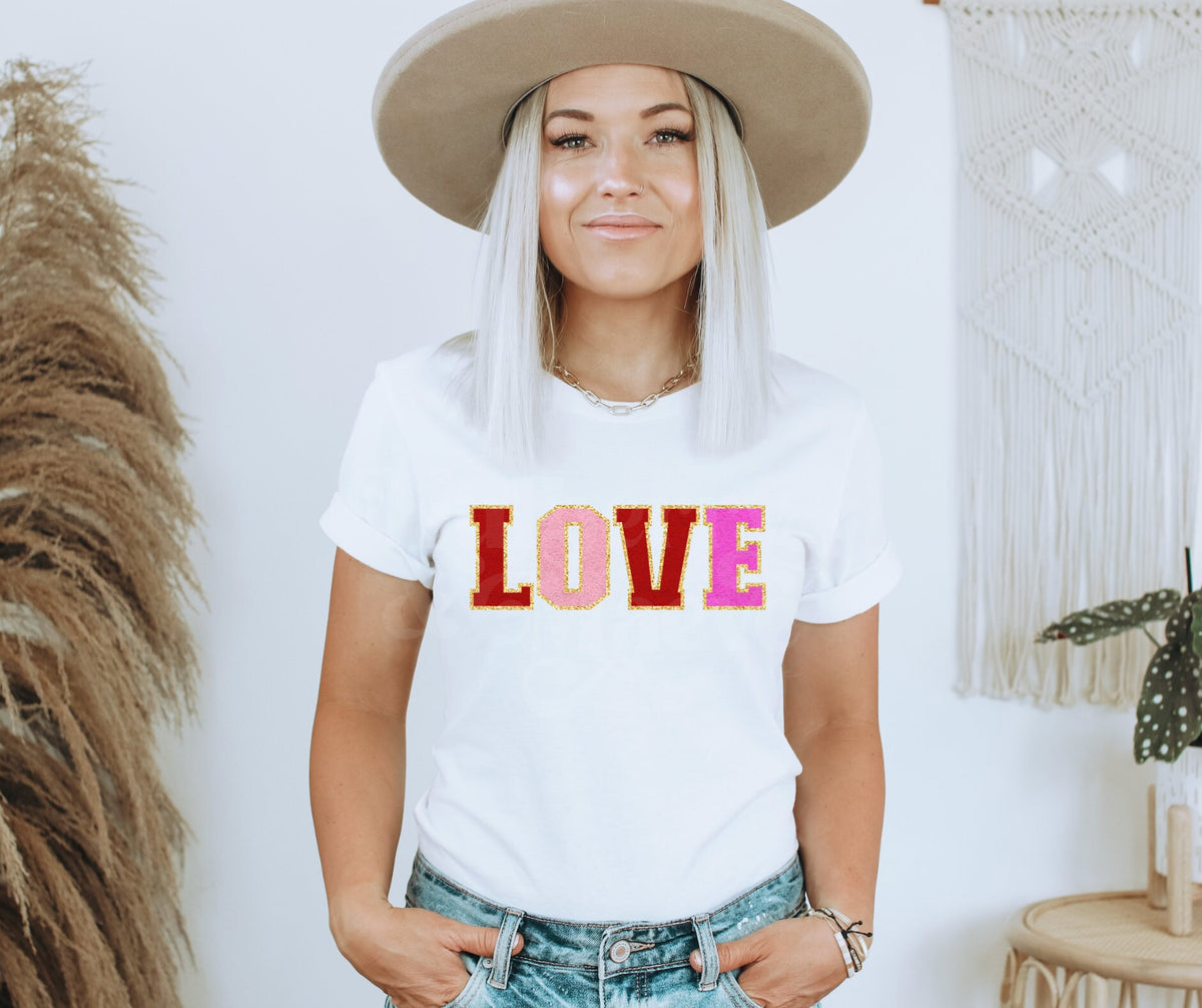 DTF Print Transfers | Ready To Press | LOVE Faux Chenille Patches | Valentine&#39;s Day