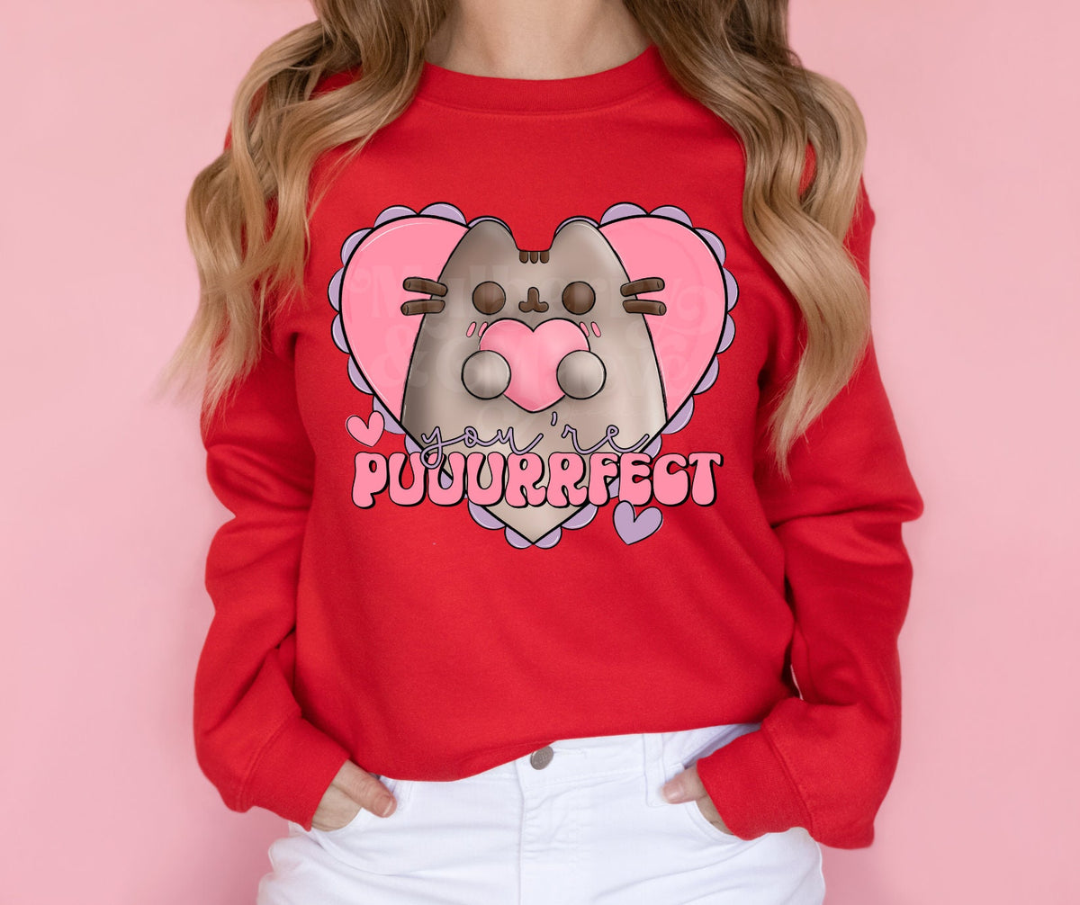 DTF Transfers | Ready To Press |  Sublimation |  You're Puurrfect | Hearts | Pusheen | Cats