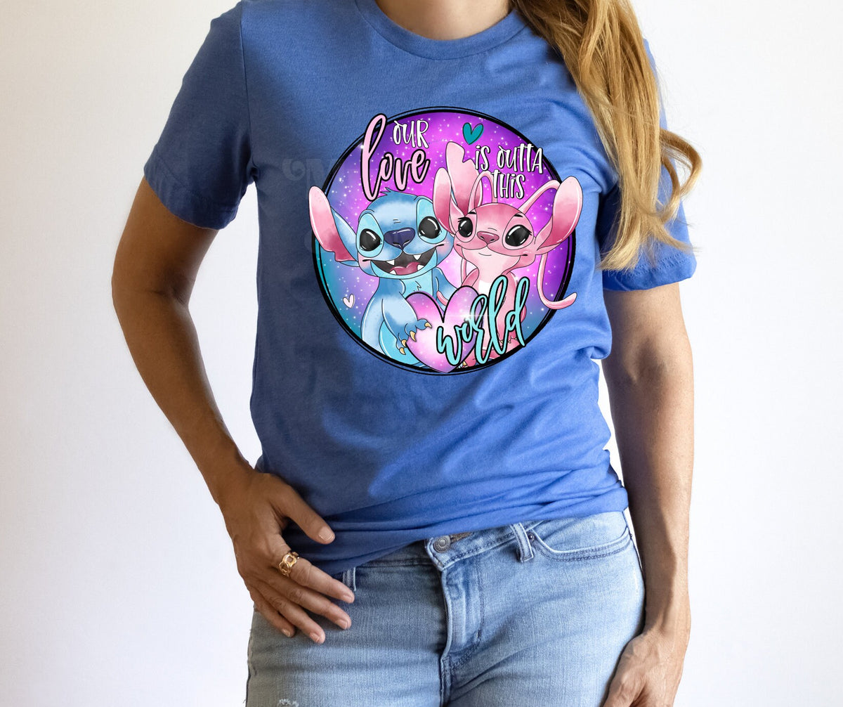 DTF Transfers | Ready To Press | Sublimation |  Our Love Is Outta This World | Stitch | Hearts