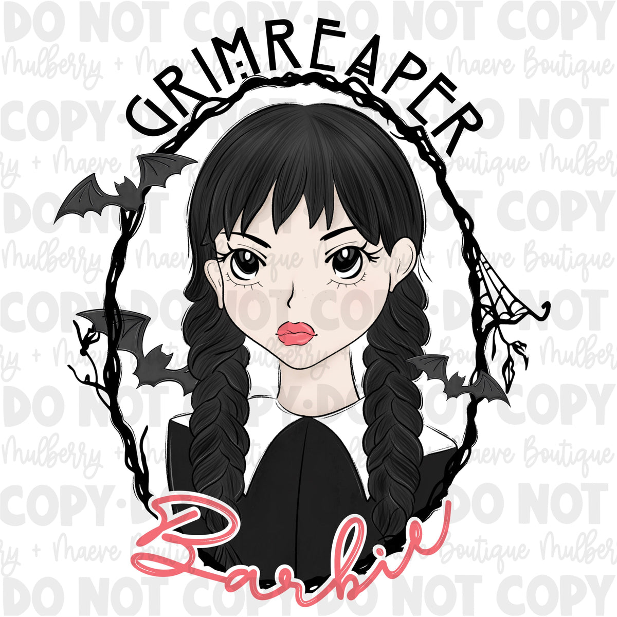DTF Print Transfers | Ready To Press | Grimreaper Barbie | Wednesday | Addams Family
