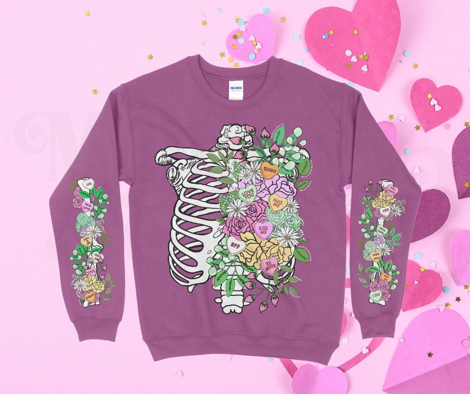 DTF Transfers | Ready To Press | Skeleton Convo Hearts w/Sleeves | Valentine's Day