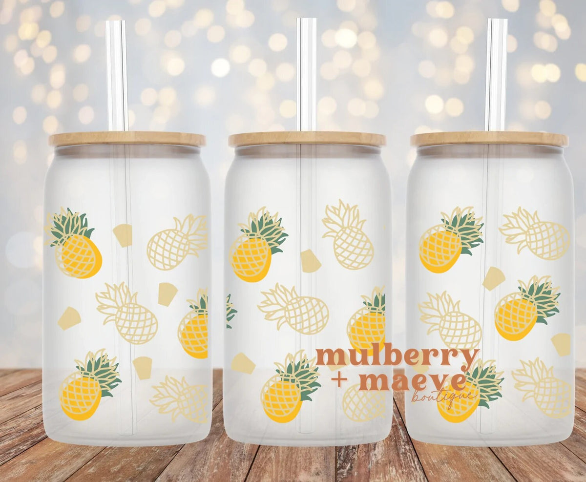 Pineapples UV DTF LIbbey 16 oz Can Wrap