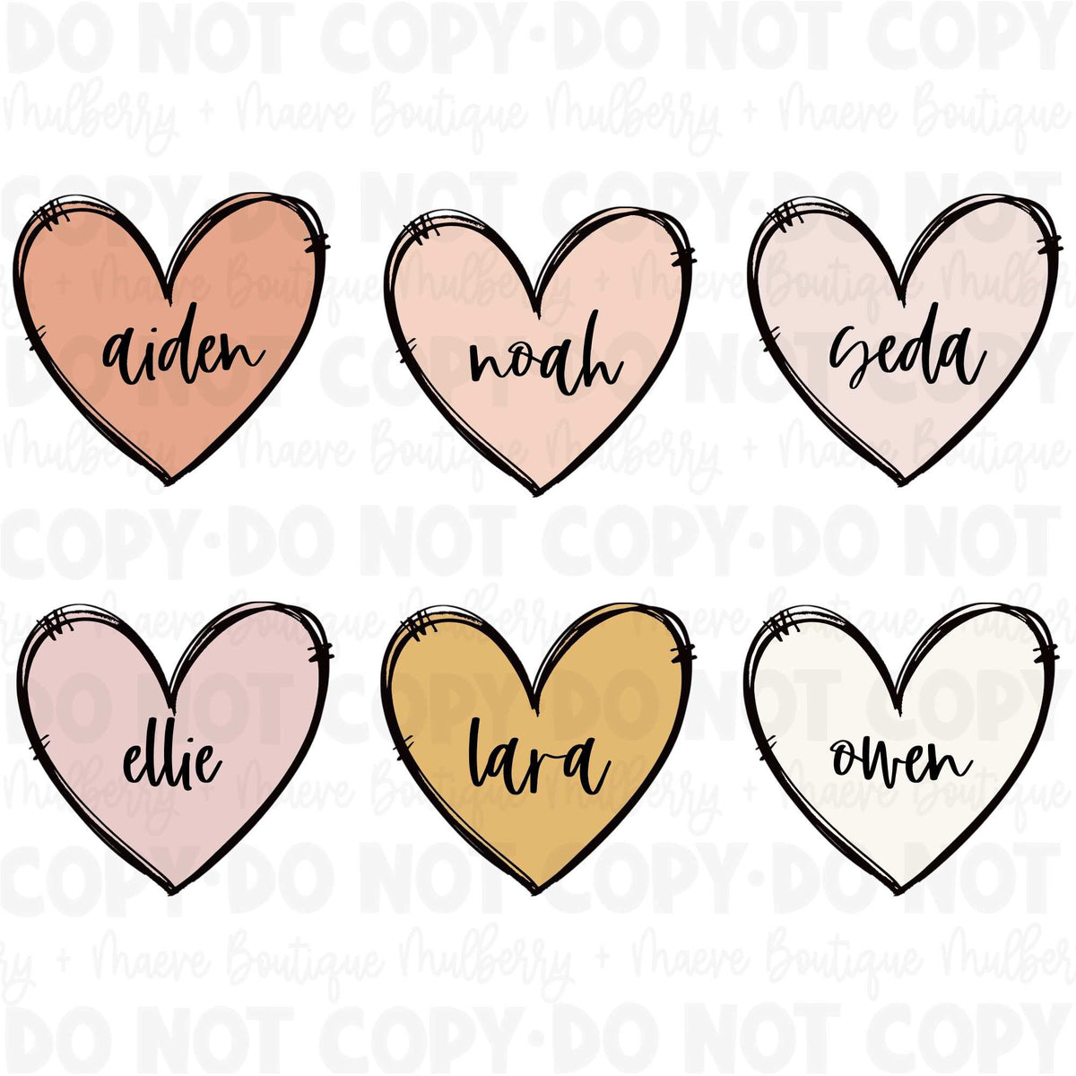 DTF Transfers | Ready To Press | This MAMA Wears Her Heart On Her Sleeve w/Personalized Hearts | Retro | Boho | Hearts