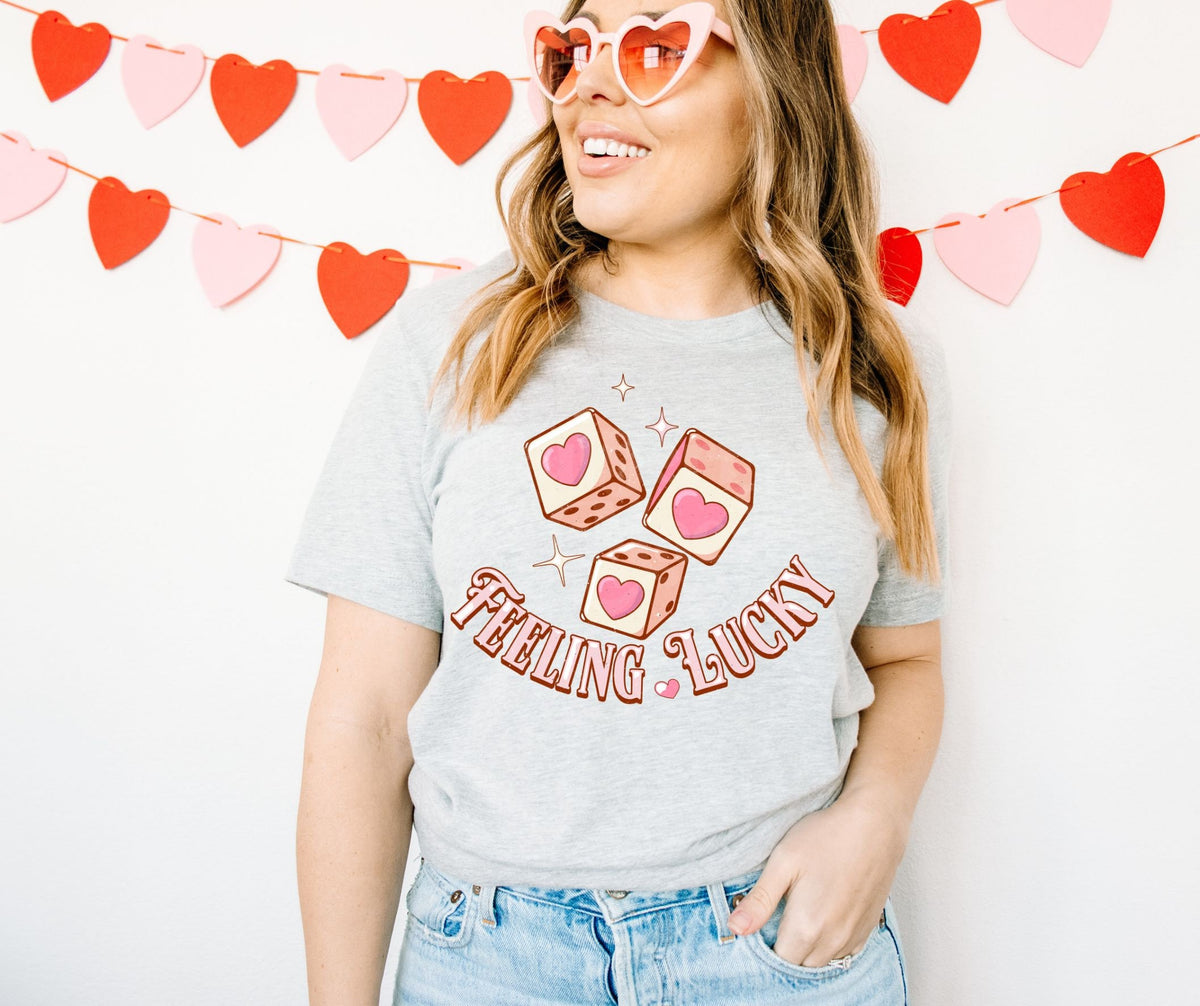 Feeling Lucky | DTF Transfers | Ready To Press | Valentines | Dice | Hearts
