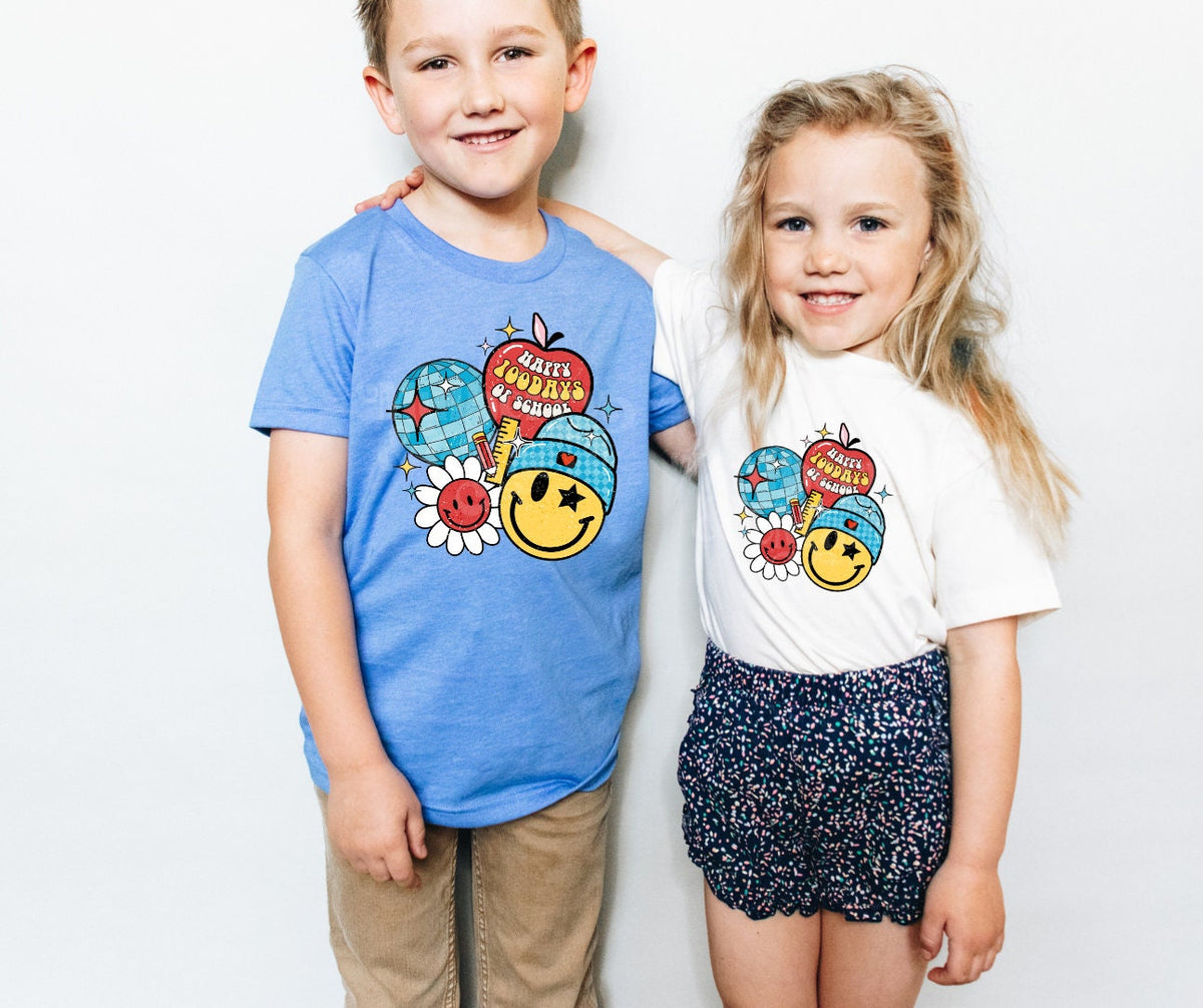 DTF Transfers, Ready To Press, Happy 100 Days of School, School, Kids, Smiley Face, Apple, Sublimation