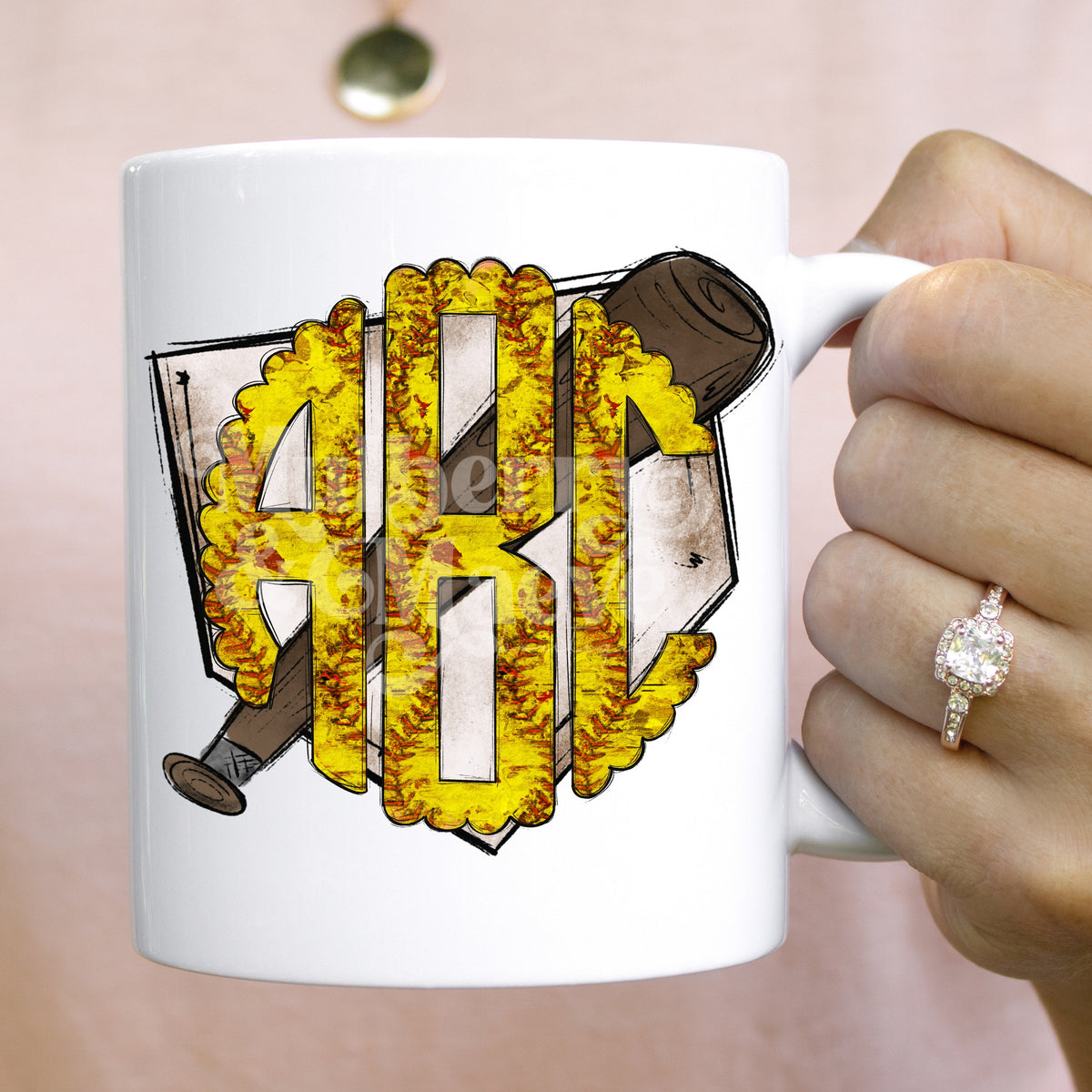 Softball Monogram Direct to Film Transfer for Blank Apparel. Softball Season. Softball Gift Ideas. Softball Transfer