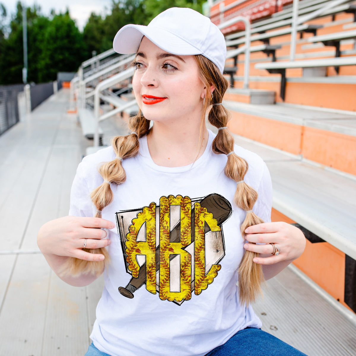 Softball Monogram Direct to Film Transfer for Blank Apparel. Softball Season. Softball Gift Ideas. Softball Transfer