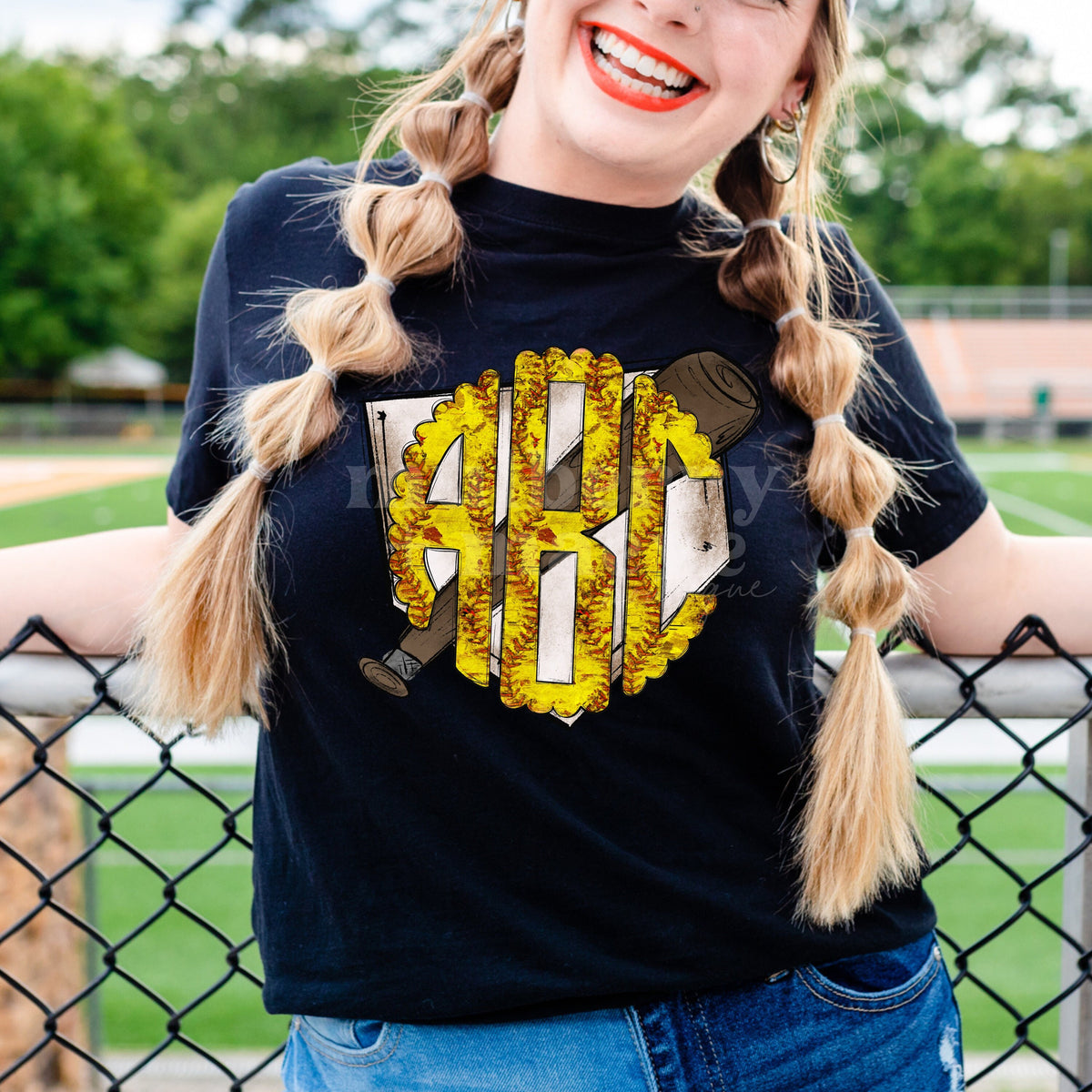 Softball Monogram Direct to Film Transfer for Blank Apparel. Softball Season. Softball Gift Ideas. Softball Transfer