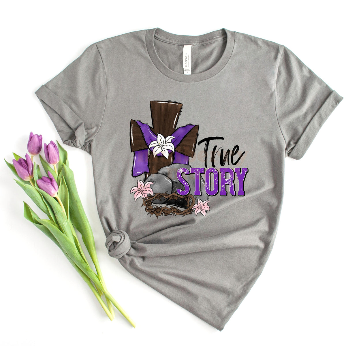 True Story Direct-to-Film Transfer for Blank Apparel.  Easy to Apply and Ready To Press Empty Tomb Transfer. Easter Basket Gifts.