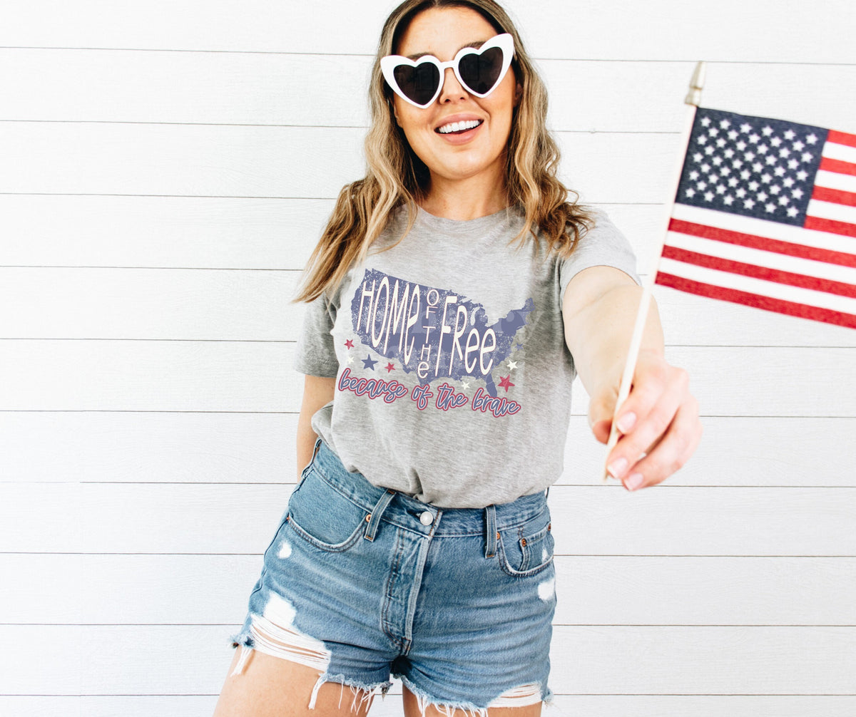 Land of the Free, Patriotic DTF Transfer for Blank Apparel.  4th of July Shirt, Sweatshirt Ideas.  Patriotic Transfer Ideas