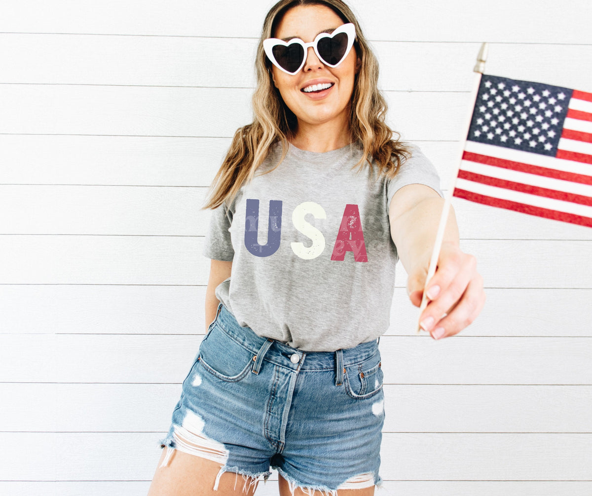 USA DTF Transfer for Blank Apparel.  4th of July, Patriotic Shirt Ideas. USA Decor Ideas