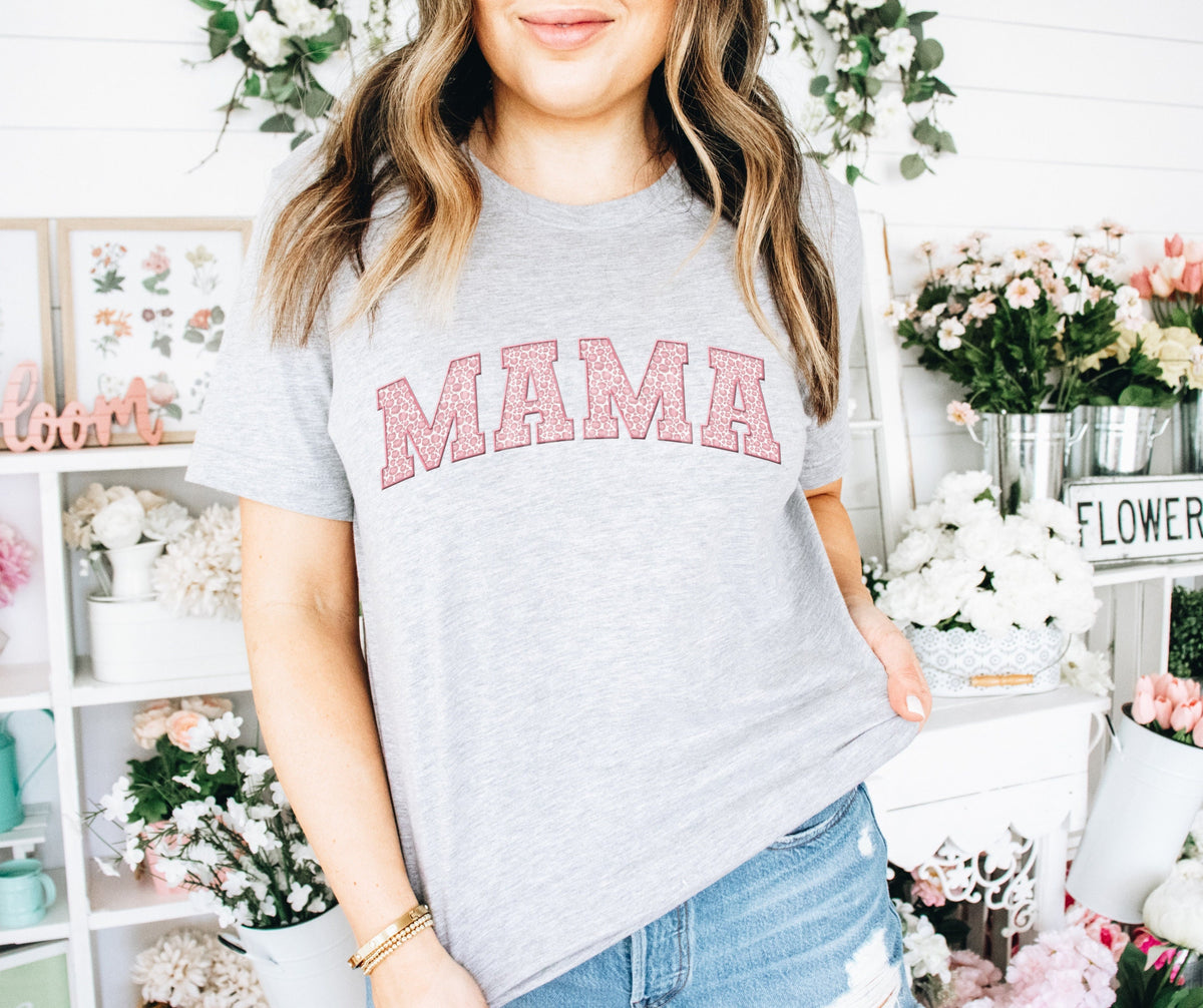 MAMA Pink Faux Embroidered Patch. Instant Digital PNG Download.  Blank Apparel Design. Digital File for Sublimation or Print.