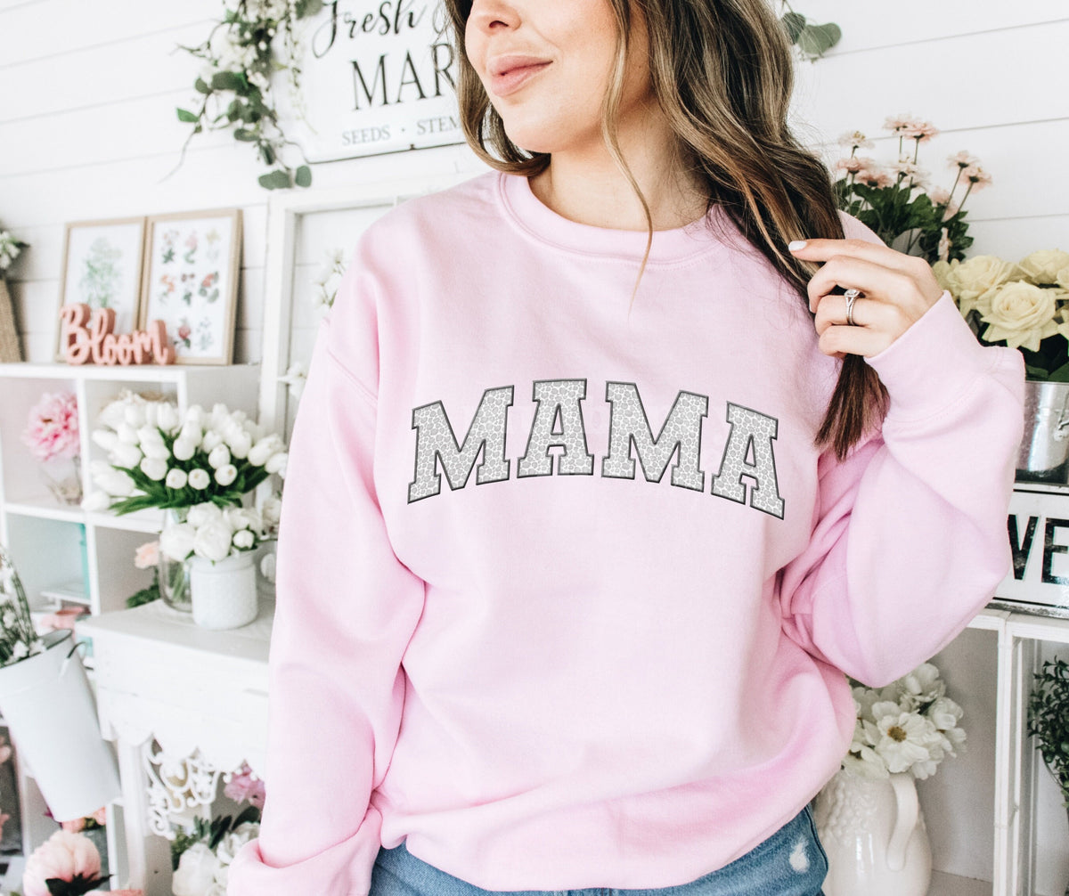 MAMA Gray Faux Embroidered Patch. Instant Digital PNG Download.  Blank Apparel Design. Digital File for Sublimation or Print.