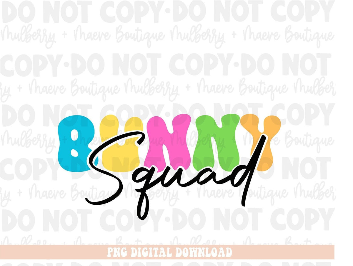 Bunny Squad, Bright Color, Instant Digital PNG Download. Blank Apparel Design, Bunny Squad PNG, Bunny Squad Sublimation, Bunny PNG