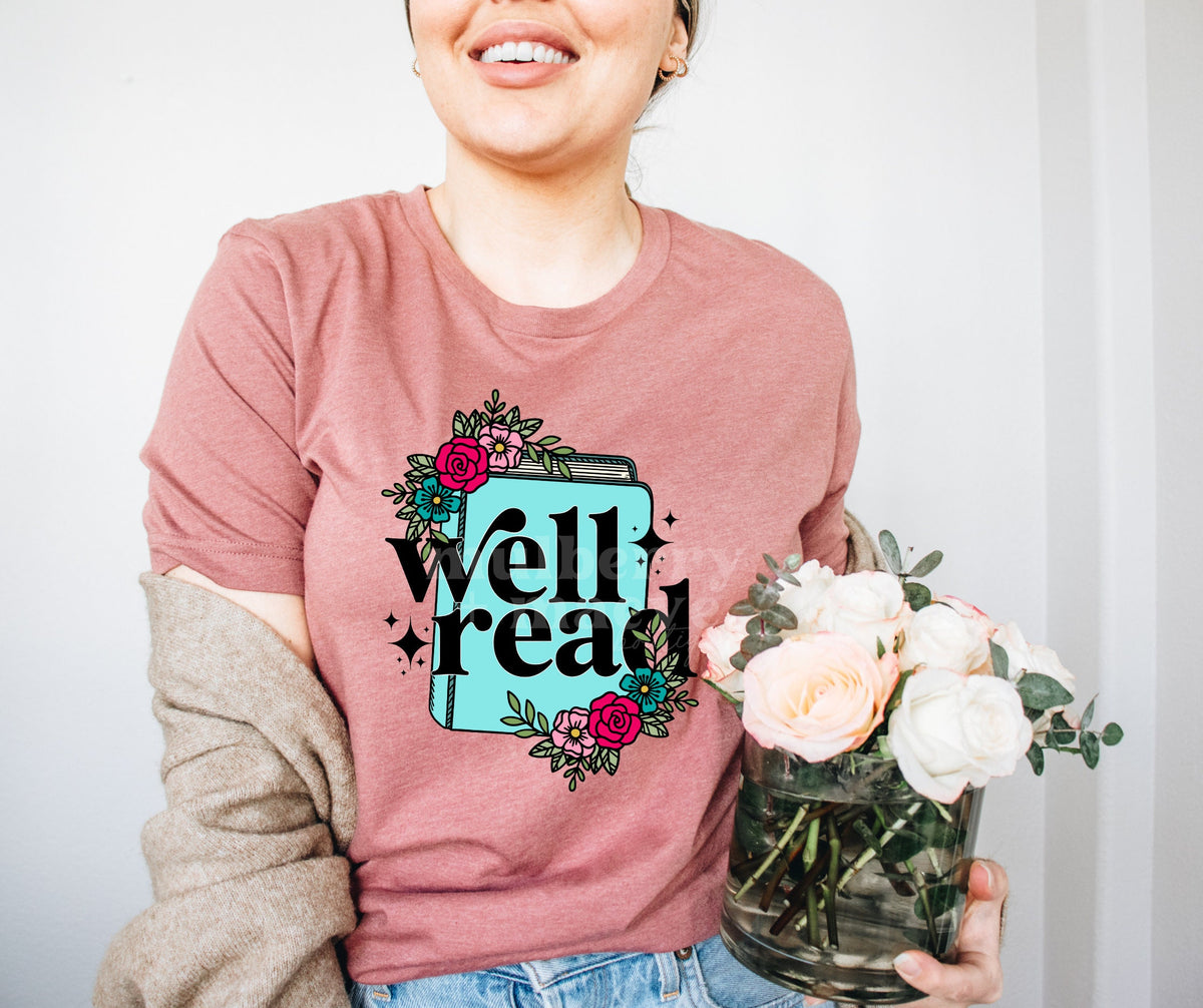 Well Read Book Direct to Film Transfer for Blank Apparel. Books, Book Lovers Gift Ideas.  Book Shirt Transfers.  Gifts for Readers