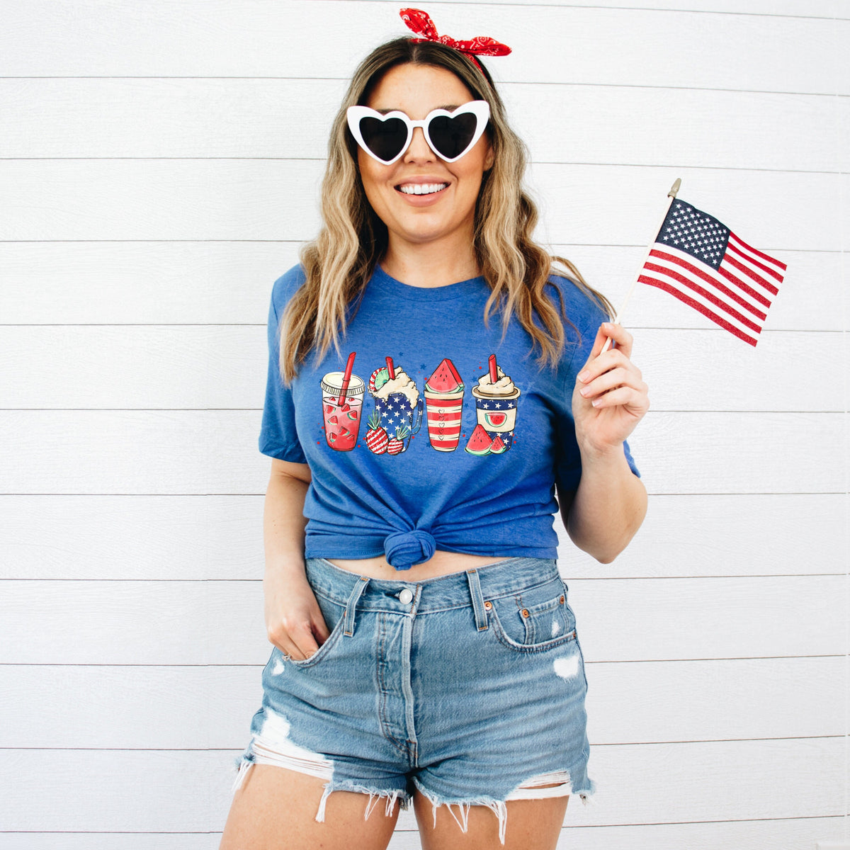 Patriotic 4th of July Coffee Cups DTF Transfer for Blank Apparel. Summer, Watermelon, Coffee. Patriotic Shirt, Sweatshirt Ideas