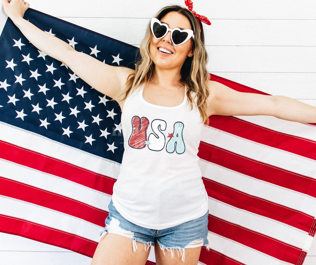 USA Patriotic DTF Transfer for Blank Apparel.  4th of July Shirt, Sweatshirt Ideas.  Patriotic Transfer Ideas