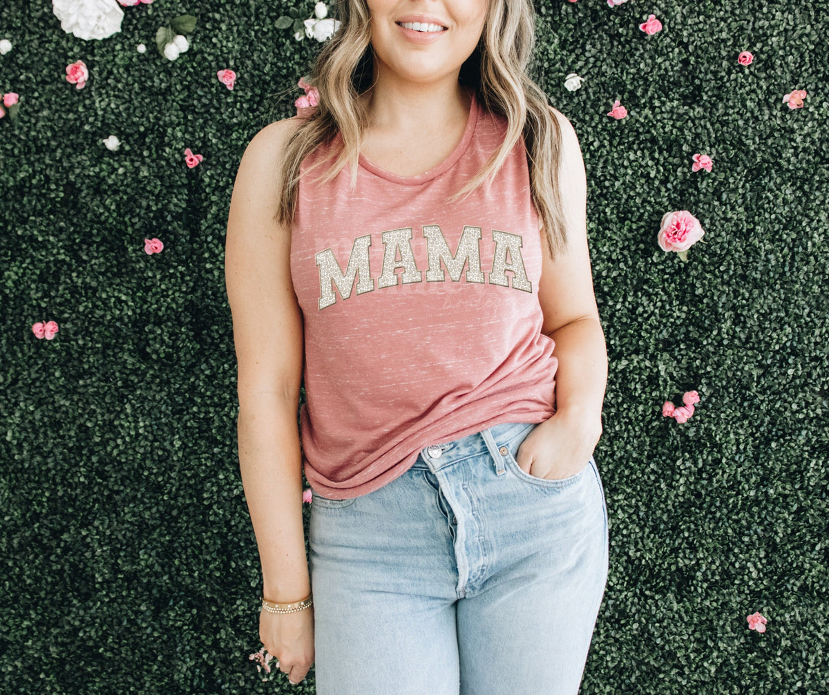 MAMA Tan Leopard Faux Patch DTF Transfer for Blank Apparel. Mom, Mother&#39;s Day Shirt, Sweatshirt Ideas. Gifts for Her.