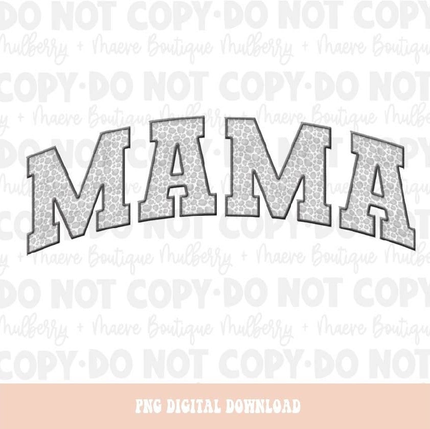 MAMA Gray Faux Embroidered Patch. Instant Digital PNG Download.  Blank Apparel Design. Digital File for Sublimation or Print.