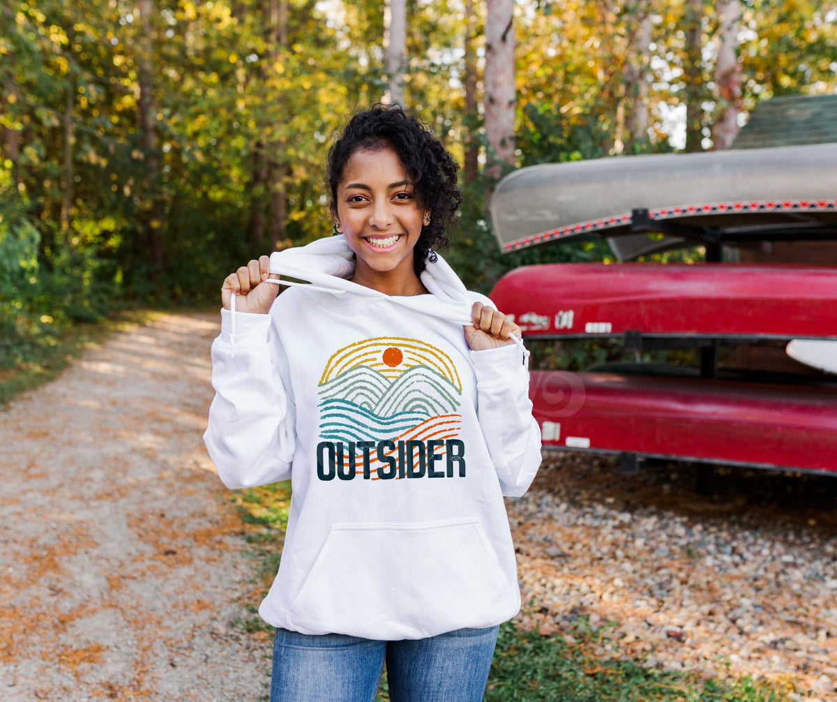 Outsider DTF Transfer for Blank Apparel. Outdoors, Adventure Transfer. Camping Shirt Idea. Outdoor Recreation Gift Ideas