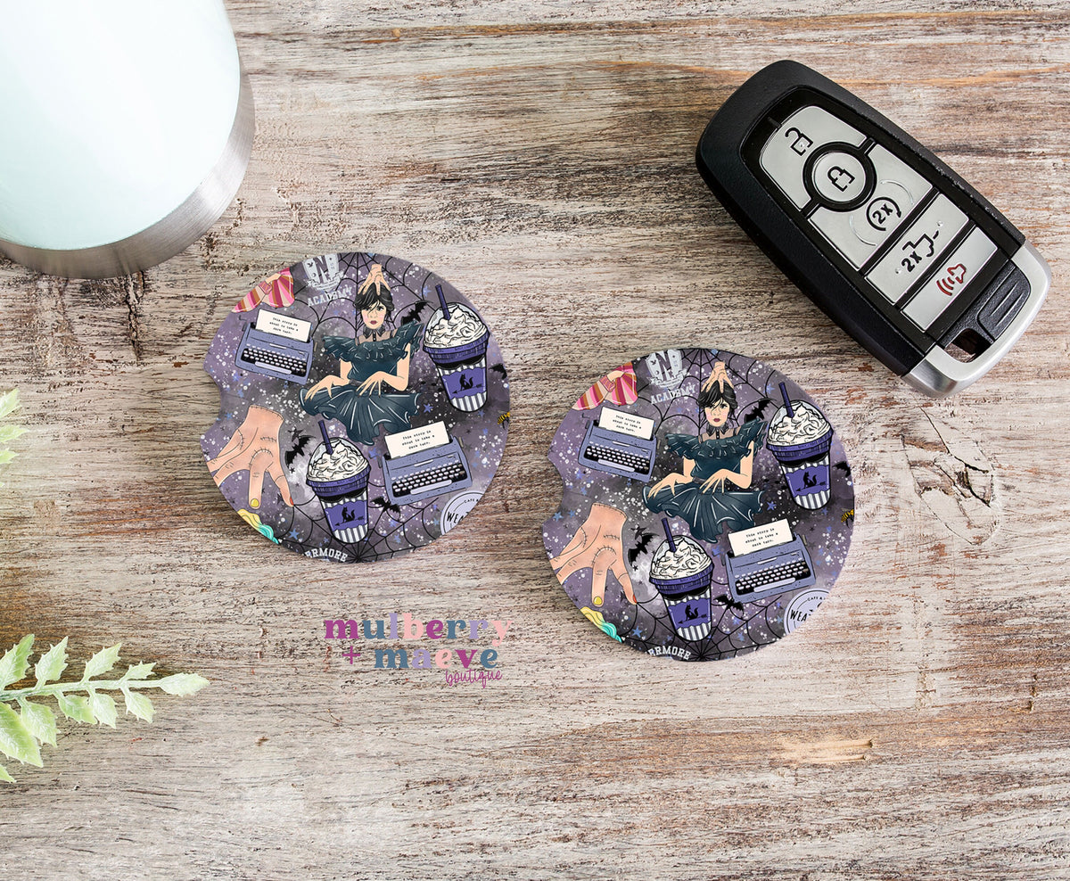Wednesday Car Coaster Sublimation Transfers.  Car Gift Ideas. Sublimation Transfer for Blank Coasters.