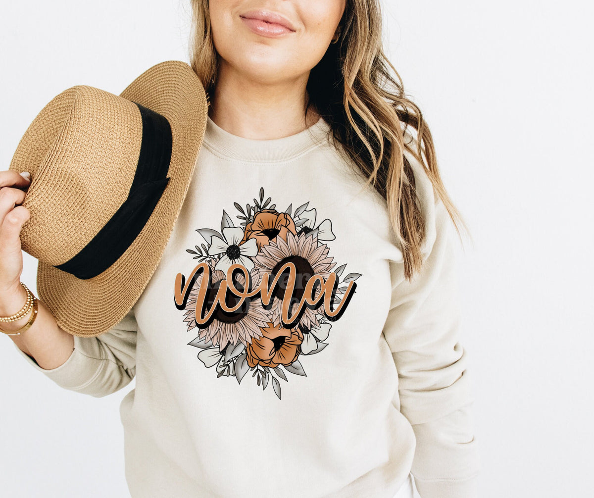 NONA Direct to Film Transfer for Blank Apparel. Mom, Mother's Day Shirt, Sweatshirt Ideas. Gifts for Her. Floral NONA