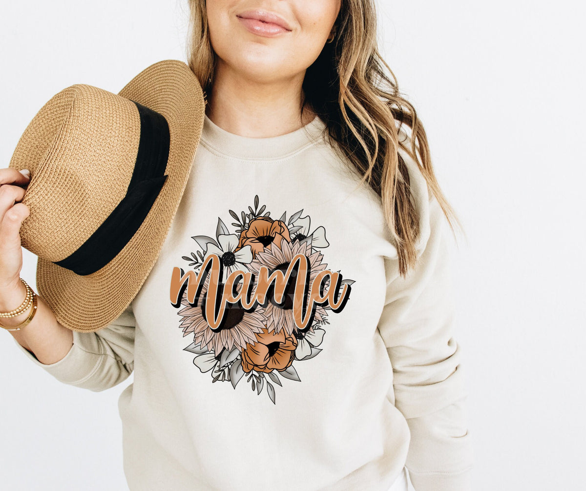 MAMA Direct to Film Transfer for Blank Apparel. Mom, Mother's Day Shirt, Sweatshirt Ideas. Gifts for Her. Floral MAMA