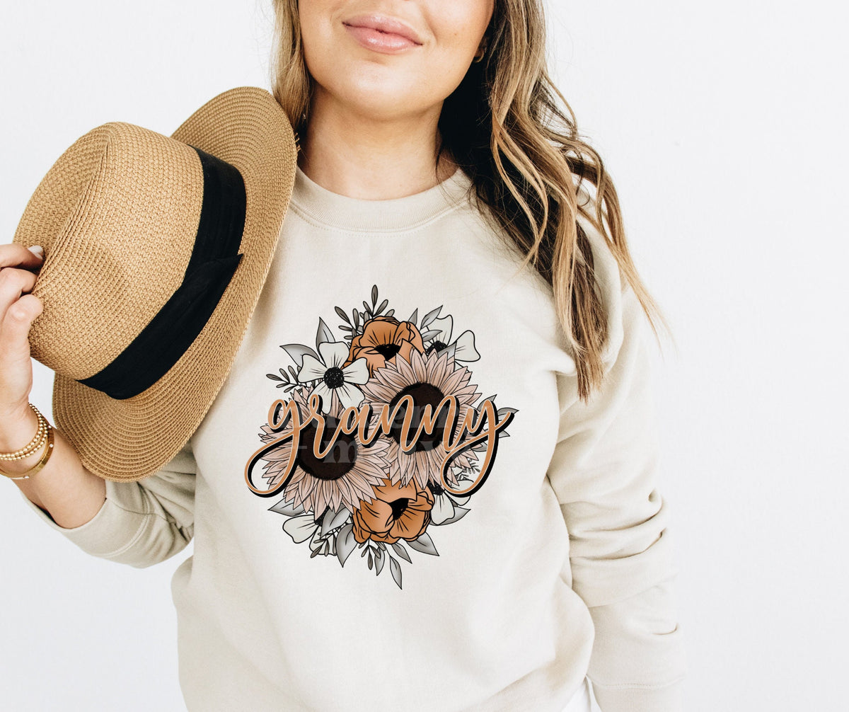 GRAMMY Direct to Film Transfer for Blank Apparel. Mom, Mother's Day Shirt, Sweatshirt Ideas. Gifts for Her. Floral GRAMMY