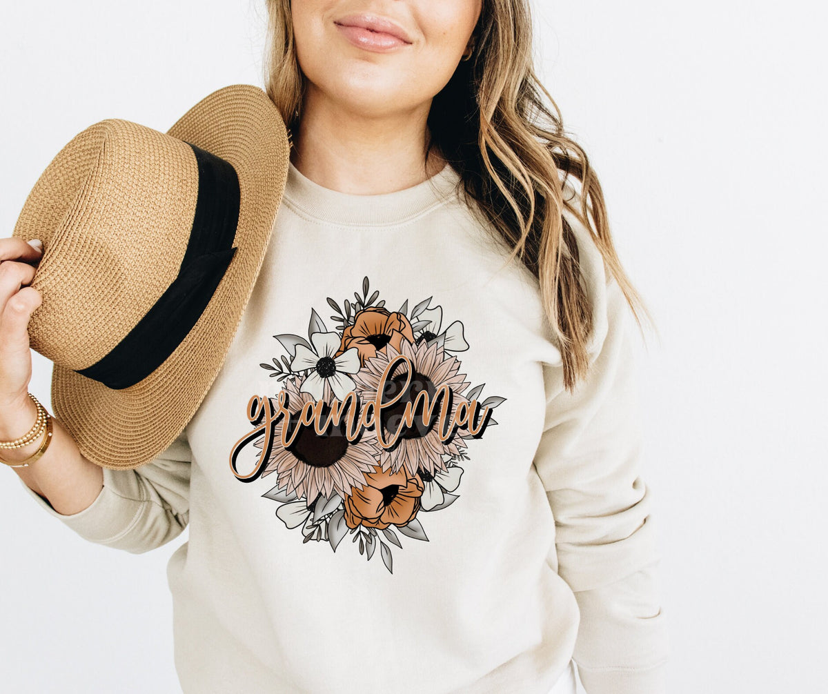 GRANDMA Direct to Film Transfer for Blank Apparel. Mom, Mother's Day Shirt, Sweatshirt Ideas. Gifts for Her. Floral GRANDMA