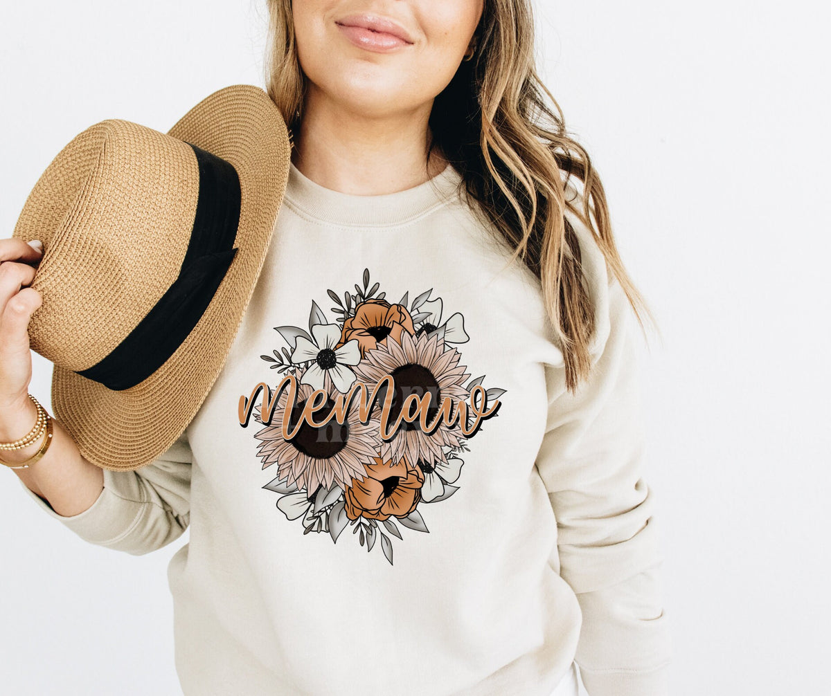 MEMAW Direct to Film Transfer for Blank Apparel. Mom, Mother's Day Shirt, Sweatshirt Ideas. Gifts for Her. Floral MEMAW