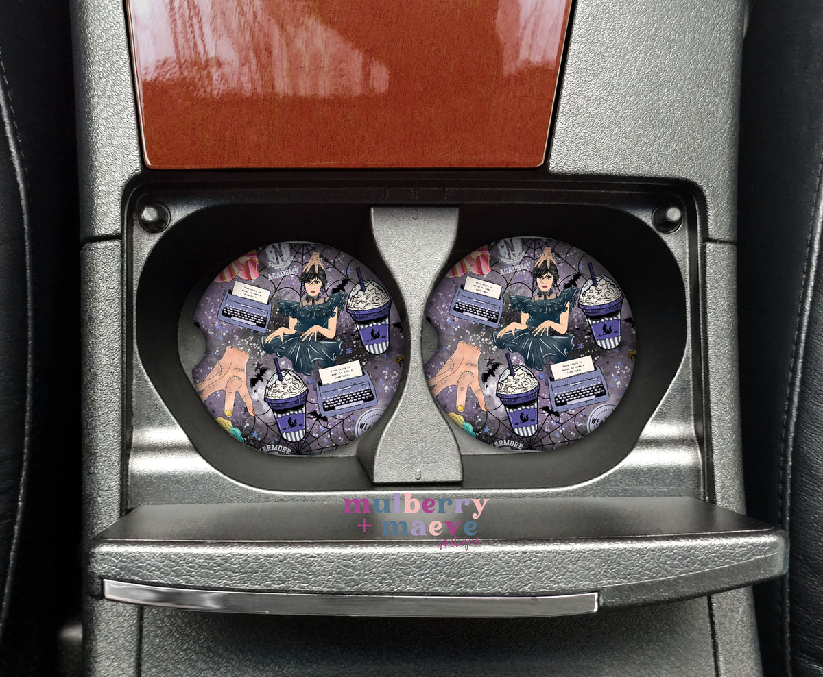 Wednesday Car Coaster Sublimation Transfers.  Car Gift Ideas. Sublimation Transfer for Blank Coasters.