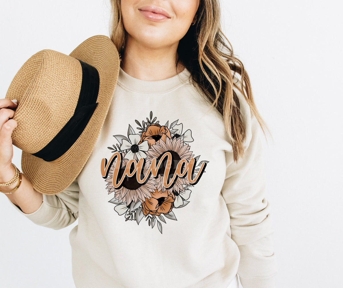 NANA Direct to Film Transfer for Blank Apparel. Mom, Mother's Day Shirt, Sweatshirt Ideas. Gifts for Her. Floral NANA