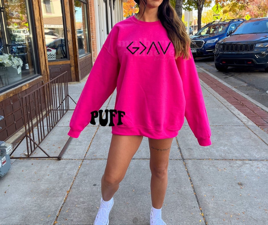 God is Greater Than the Highs and Lows Puff Print Transfer for Blank Apparel. Bible Quote Transfers. Faith Gift Ideas. Religious Shirt Ideas