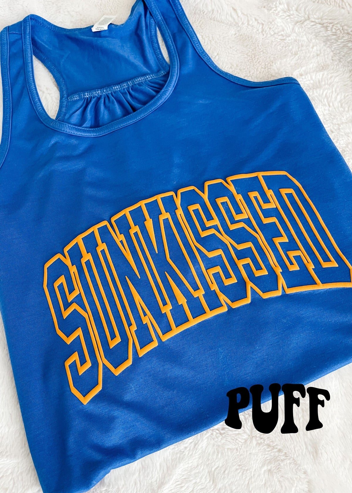 SUNKISSED Puff Transfer for Blank Apparel.  Summer Shirt Ideas. Beach Shirt Ideas. Summer Gift Ideas.