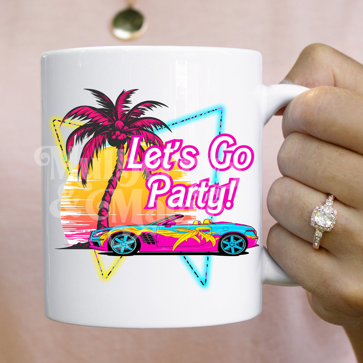 Malibu Party DTF Transfer for Blank Apparel. Neon Ideas for Shirts.  Summer Shirt Ideas.  Retro, 90s Palm Tree, Car Shirt Transfer