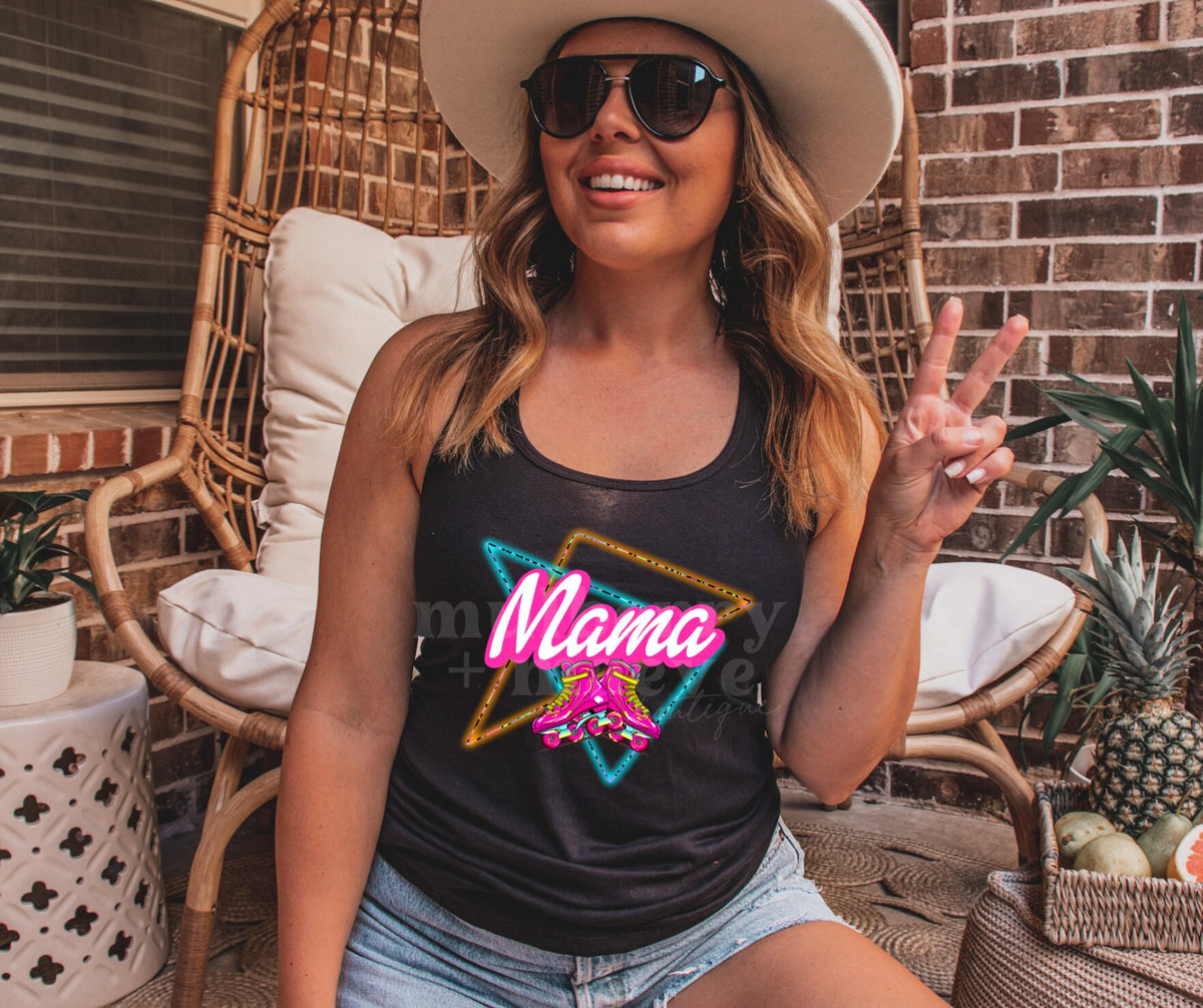Mama Roller Skates Instant Digital PNG Download for  Blank Apparel. Digital File for Sublimation or Print. 90s, Retro, Neon PNG.