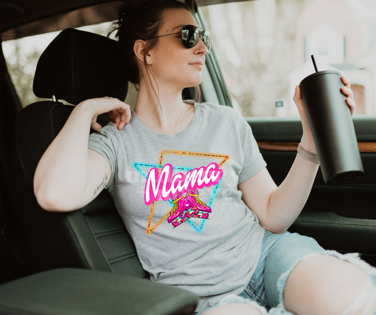 Mama Roller Skates Instant Digital PNG Download for  Blank Apparel. Digital File for Sublimation or Print. 90s, Retro, Neon PNG.