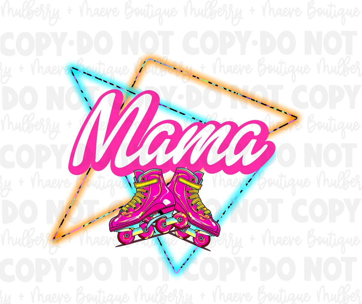 Mama Roller Skates Instant Digital PNG Download for  Blank Apparel. Digital File for Sublimation or Print. 90s, Retro, Neon PNG.