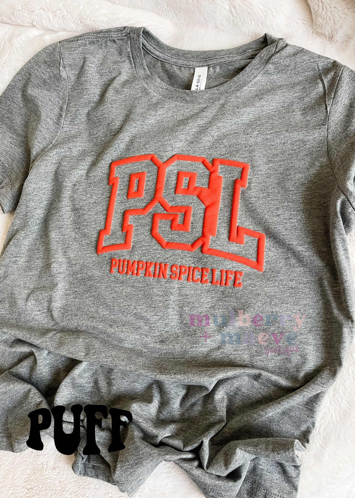 Pumpkin Spice Life Puff Transfer for Blank Apparel.  PSL Shirt Ideas. Coffee, Fall Shirt Ideas. Coffee Lover Gift Ideas.