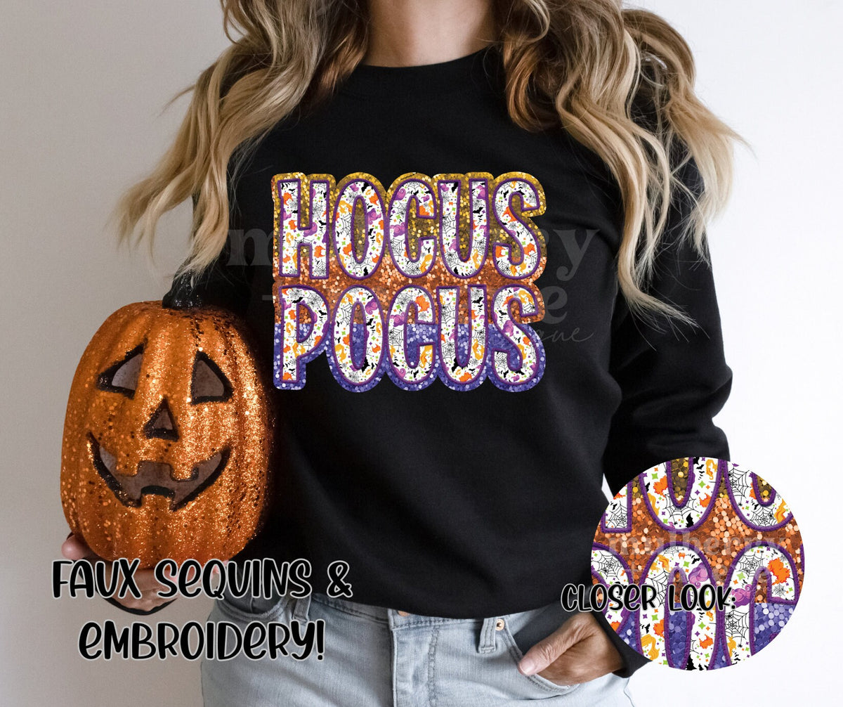 Hocus Pocus Faux Sequins &amp; Embroidery DTF