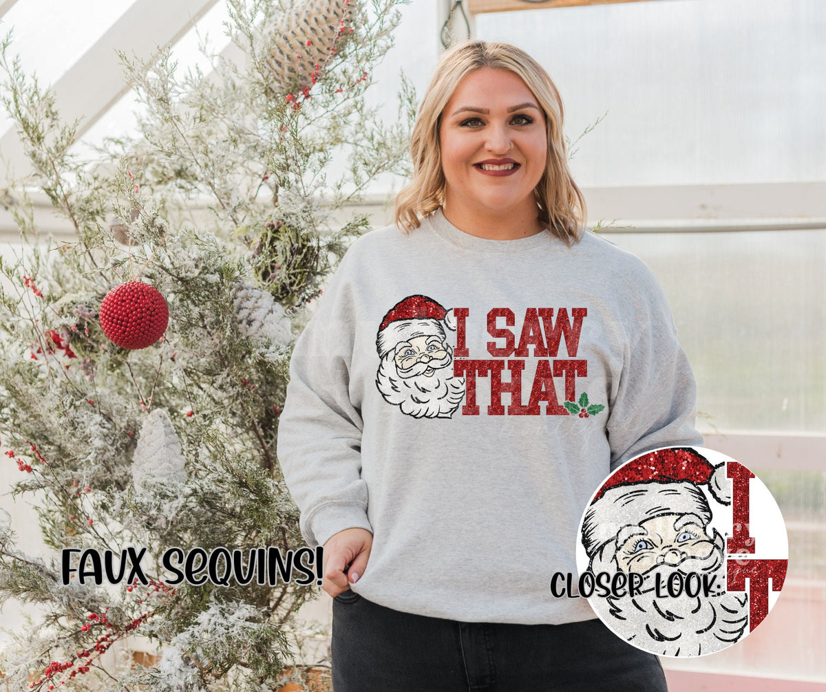 Santa Christmas Faux Sequins Direct to Film Transfer for Blank Apparel. Holiday Shirt Ideas. Christmas Gift Funny Ideas.  Santa Claus