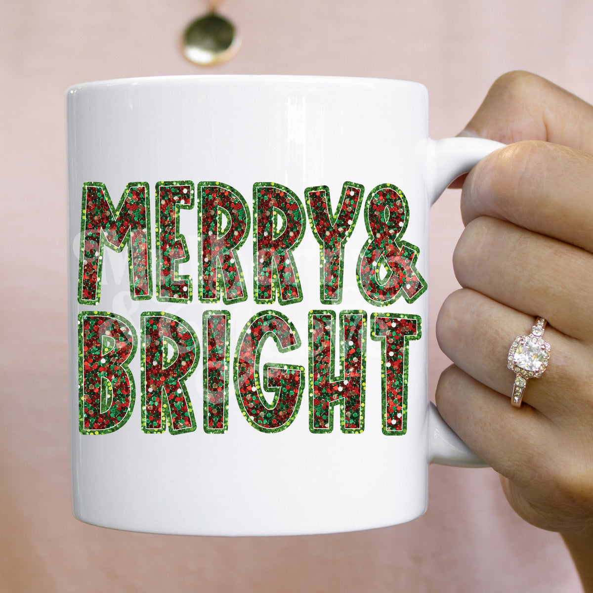 Merry &amp; Bright Faux Sequins DTF Transfer