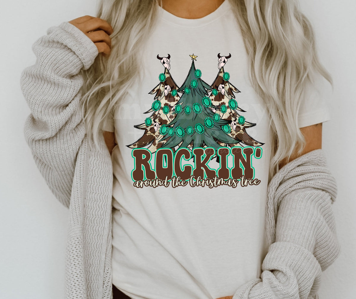 Rockin&#39; Christmas Tree DTF Transfer for Blank Apparel. Country Christmas. Christmas Shirt Ideas. Holiday Gifts